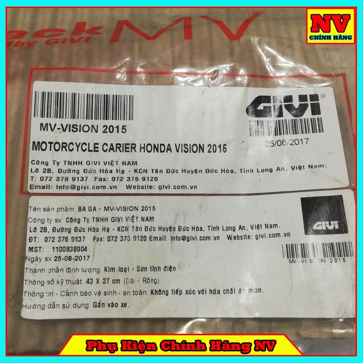 Baga sau Givi VISION 2015 hãng chịu lực cao gắn được thùng sau Givi