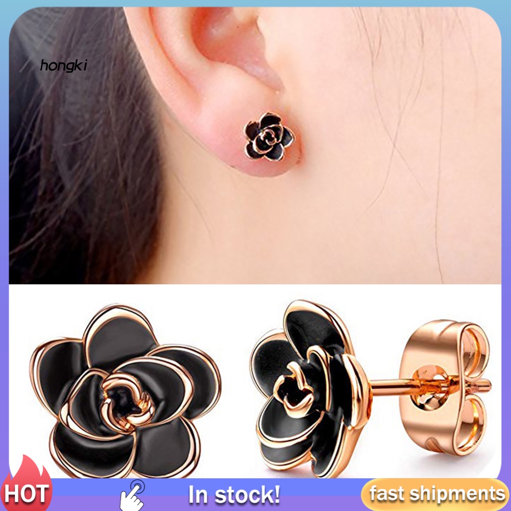 Bông Tai Hình Hoa Hồng Thanh Lịch Cho Nữ