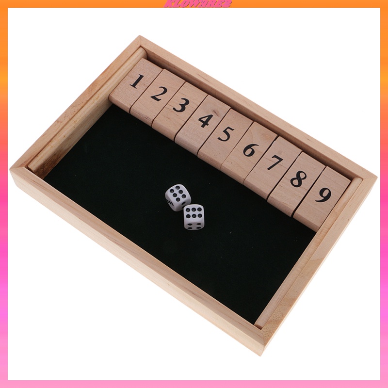 [KLOWARE2]Shut The Box Board Game Set with 2 Dices Number Drinking Games Adult Party Club