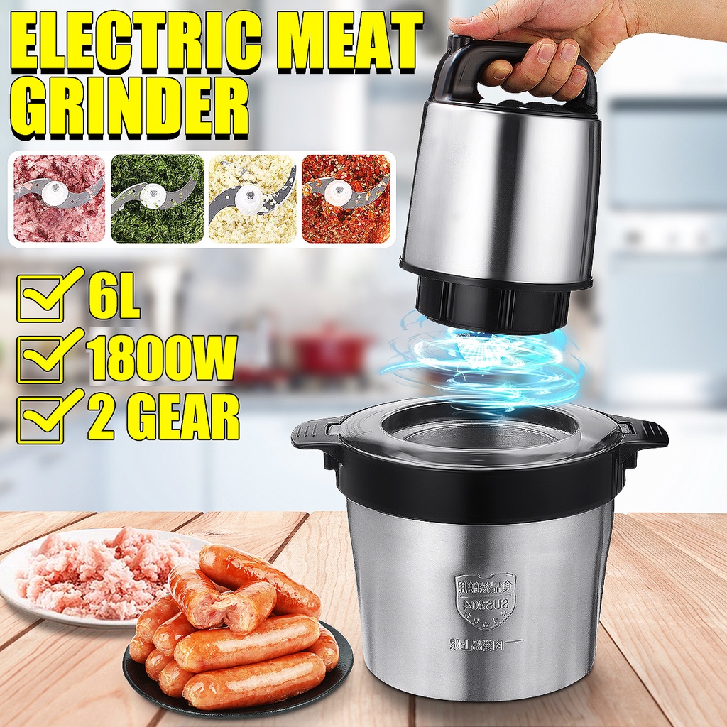Máy Xay Thịt Bằng Thép Không Gỉ 1800W 6L 2 Tốc Độ