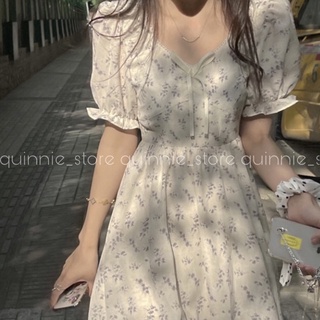 Đầm hoa nhí tay bồng dáng ngắn Quinnie Store