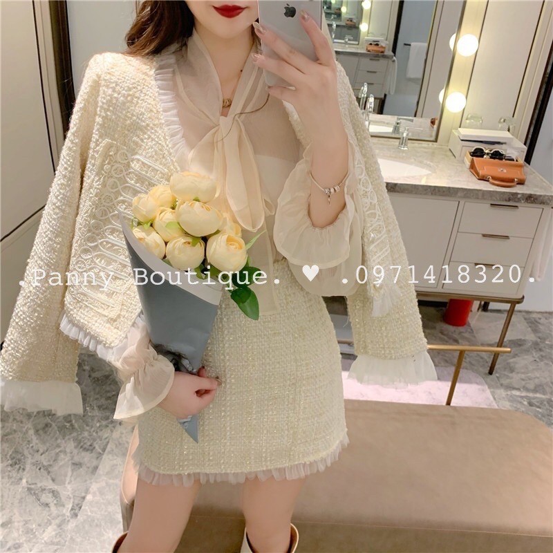 Bộ tweed tiểu thư áo khoác+chân váy, style ulzzang Hàn Quốc🌻Panny Boutique🌻