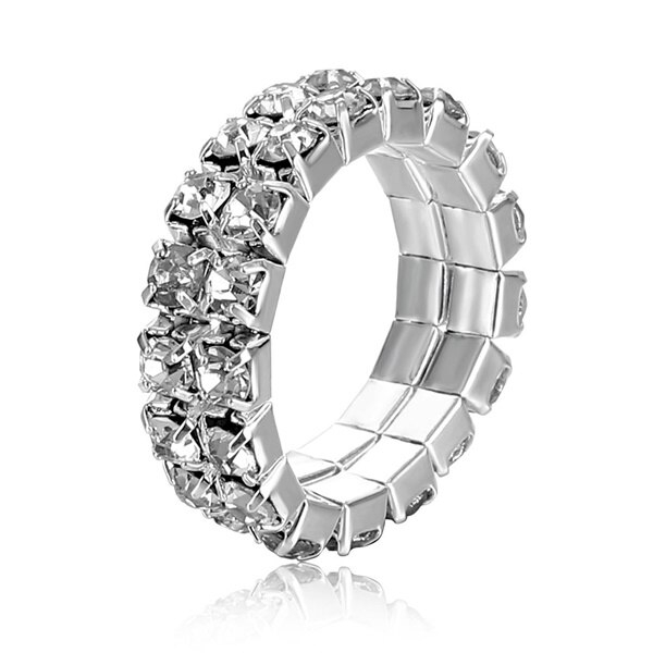Nhẫn kim loại đính kim cương nhân tạo màu cầu vồng cho nữ