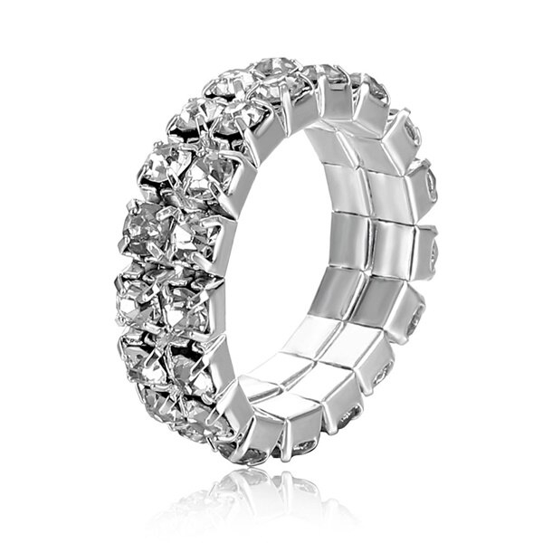 Nhẫn đính hôn màu bạc cầu vồng cho nữ