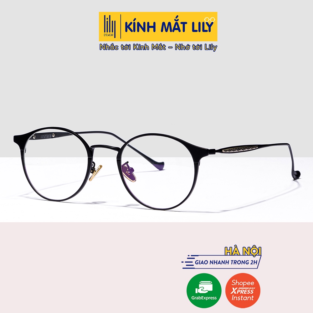 Kính mắt tròn nam nữ LILYEYEYWEAR chất liệu kim loại thanh mảnh thiết kế thời trang K8091
