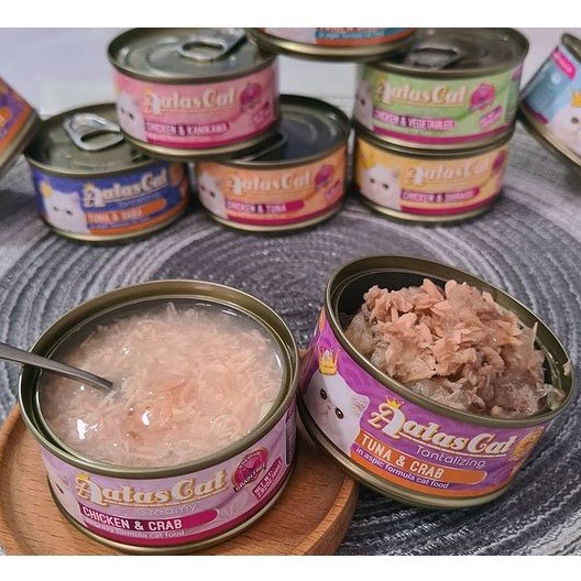Pate aatas cat cá ngừ/súp gà sợi cho mèo - lon 80gr đủ vị