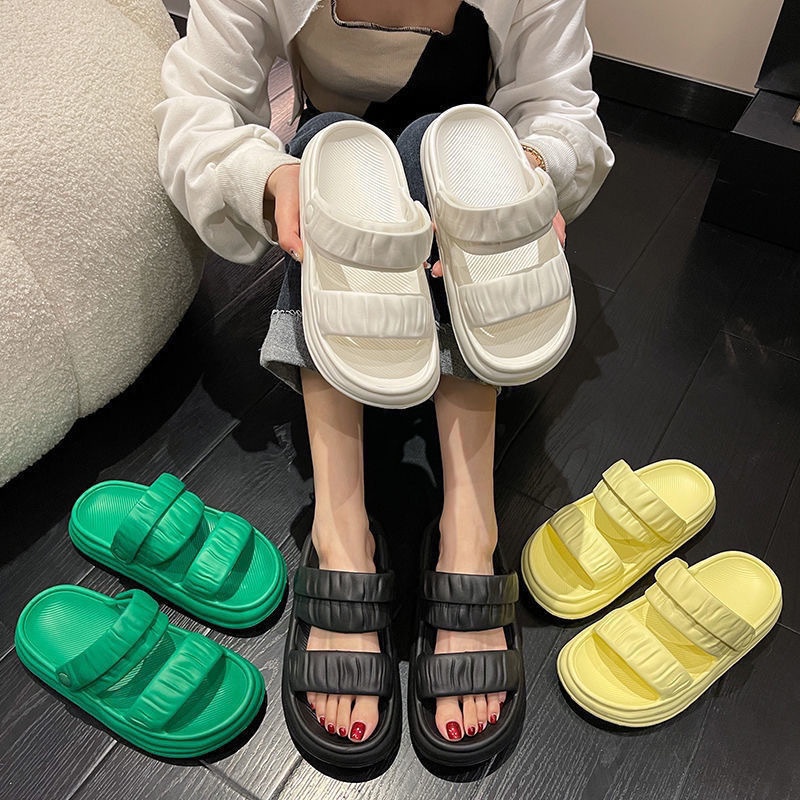 Sandal Nữ Bánh Mỳ Nhún Siêu Nhẹ 2 Màu Quai Ngang
