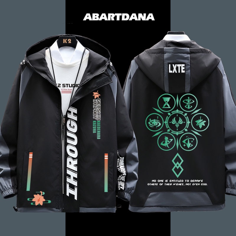 Áo khoác in hình lá phong phong cách game Kazuha Genshin 2 chiều thời trang xuân thu đẹp mắt unisex