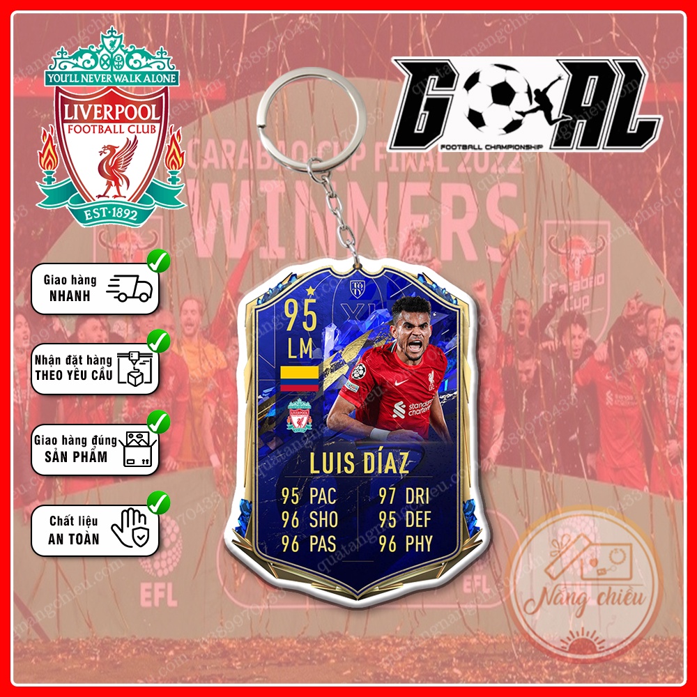 Móc khóa Luis Díaz, CLB bóng đá Liverpool - Dày In Sắc Nét 2 Mặt