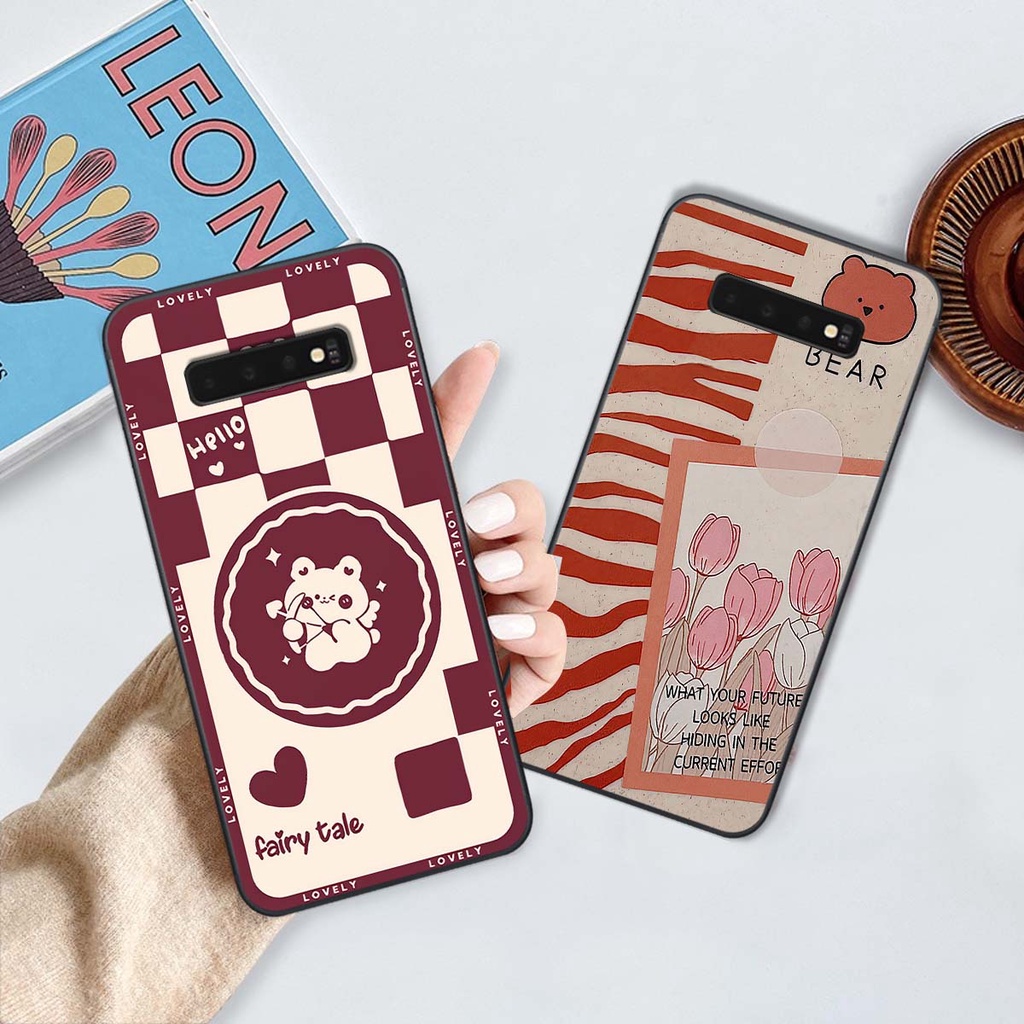 Ốp Samsung S10 / S10 5G / S10 Plus / S10+ gấu Bear rick caro vuông thời trang siêu đẹp