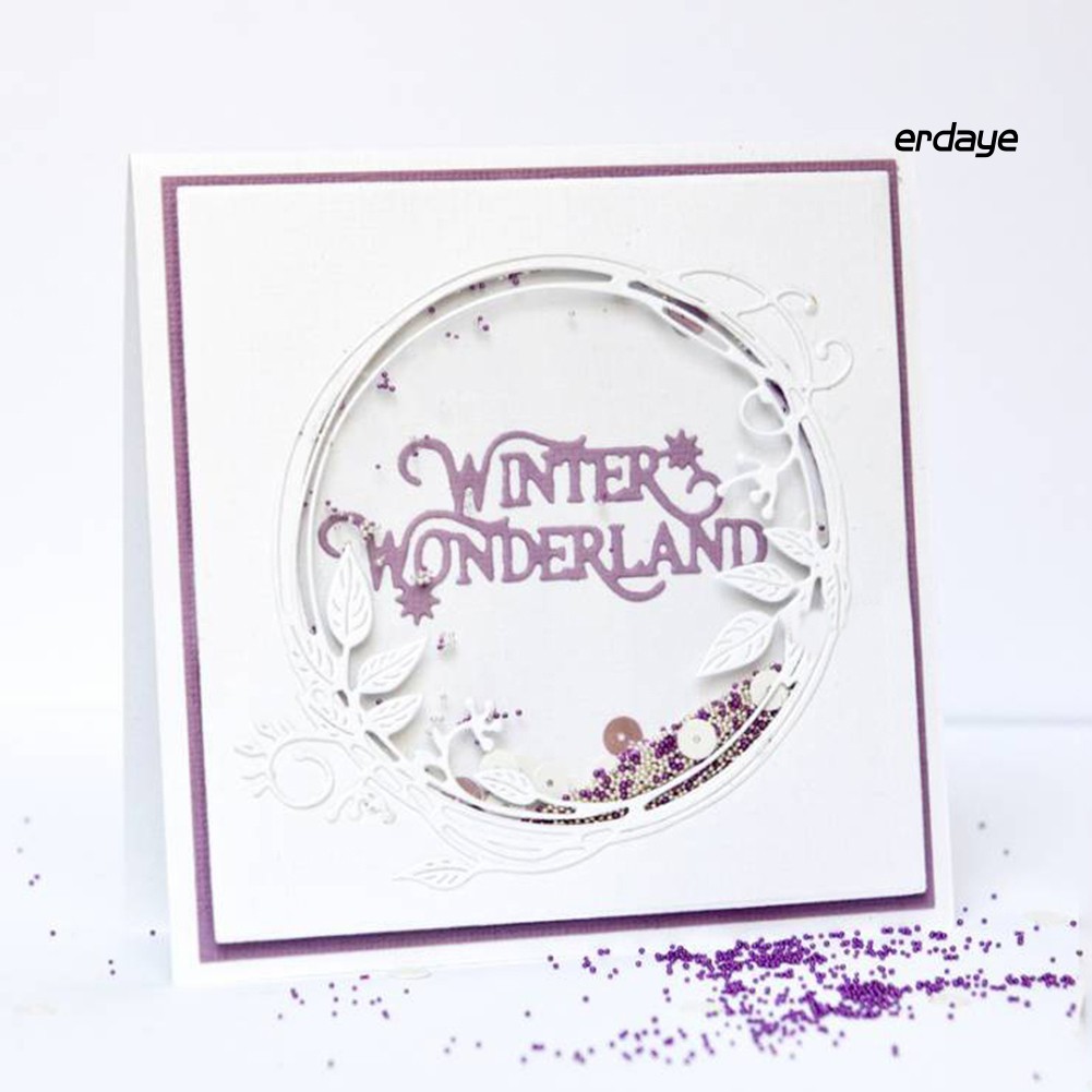 Tấm khuôn cắt giấy kim loại tạo hình vòng hoa lá xinh xắn dành cho trang trí