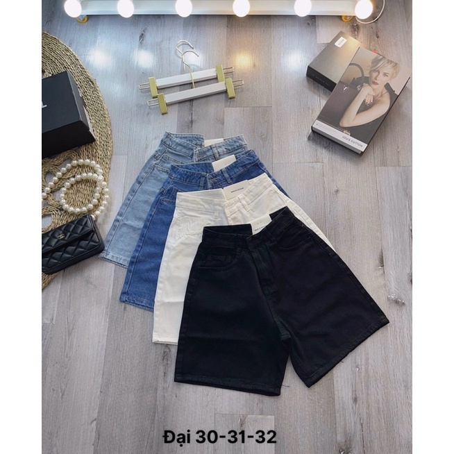 Quần Short Ngố Nữ Jean Lưng Cao Trơn Nhiều Màu