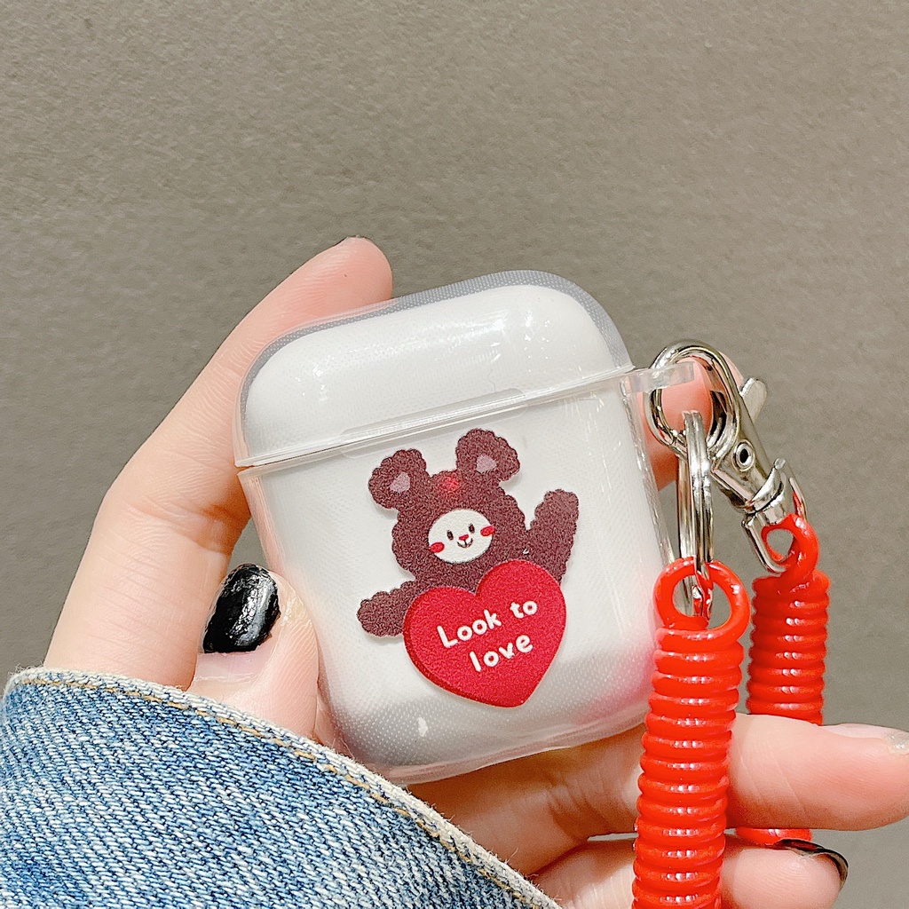 Vỏ Bảo Vệ Hộp Sạc Tai Nghe airpods 1 2 Pro 3rd Generation Pro 1/2 Trong Suốt Chống Sốc Họa Tiết Hoạt Hình Kèm Dây Đeo Kiểu Nhật Hàn