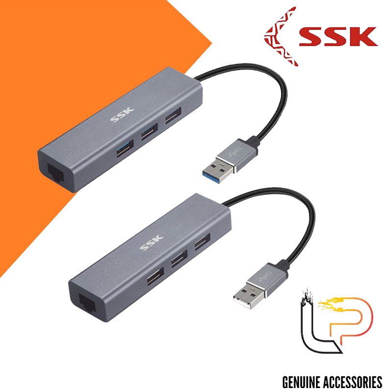Cáp chuyển USB to Lan + 3 cổng USB SSK -  Adapter chuyển đổi USB ra cổng mạng LAN RJ45 kèm hub USB SSK