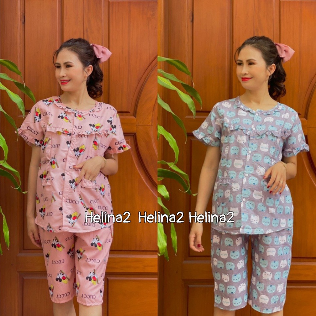 Bộ đồ bầu và sau sinh LỬNG CHẤT KATE THÁI có khóa kéo cho bé ti và nhiều họa tiết xinh xắn (Thanh Lý)