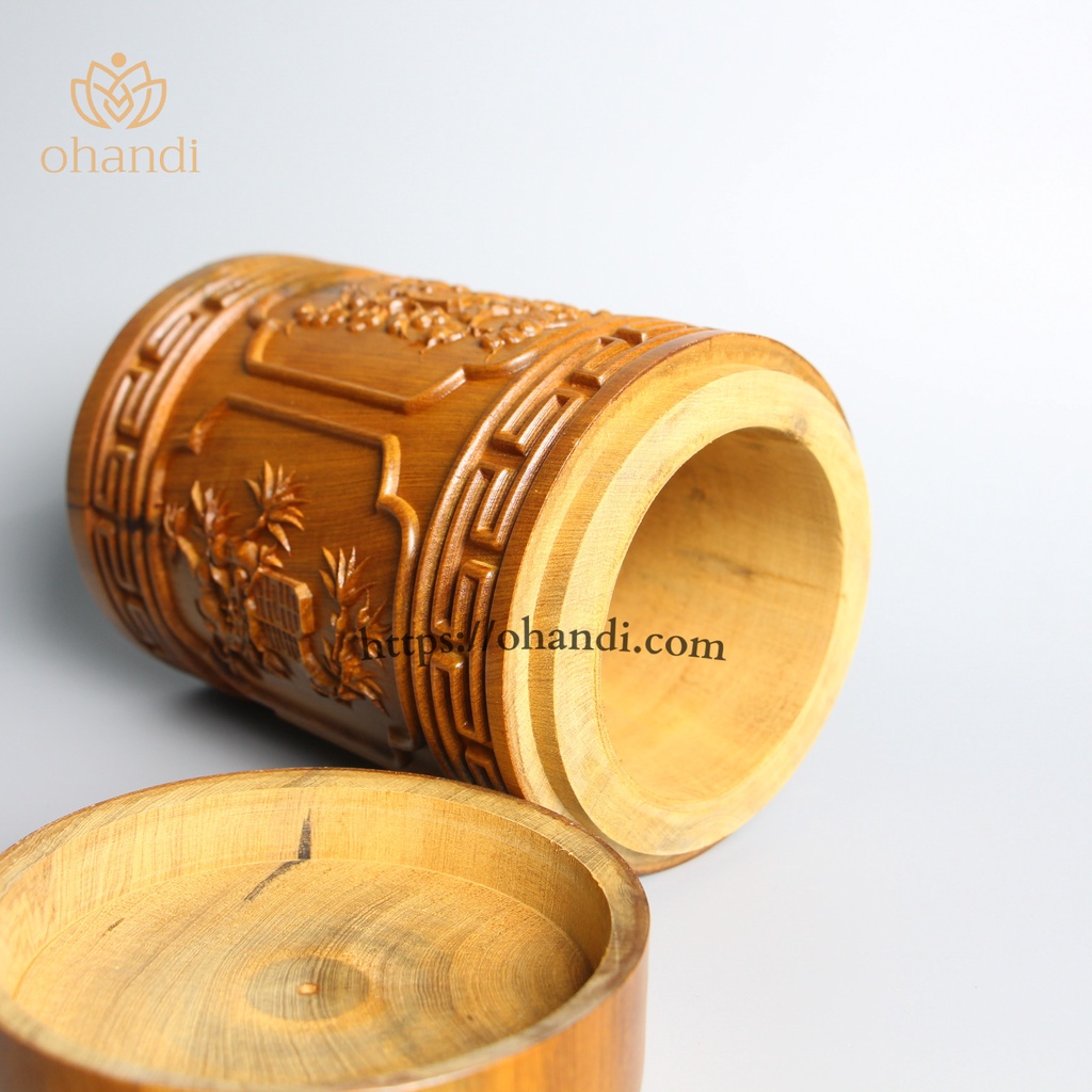Hộp đựng trà bằng gỗ bách xanh - Trang trí bàn uống nước