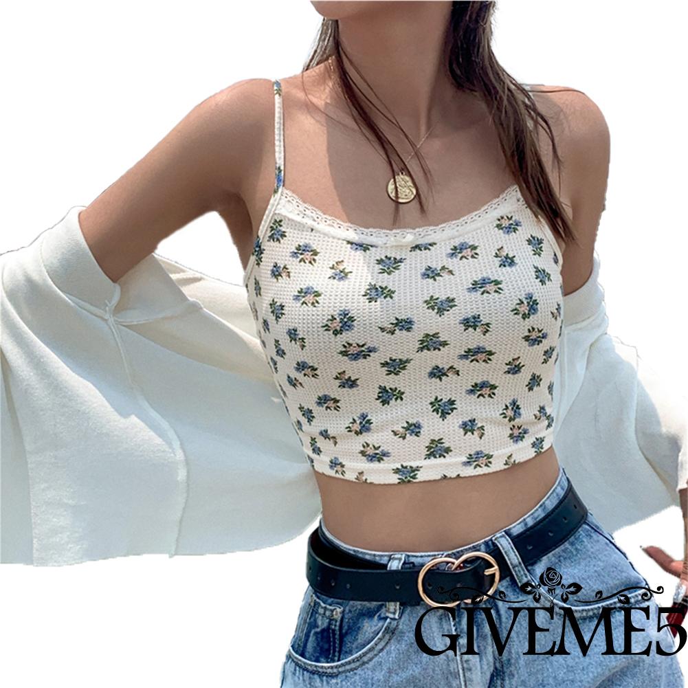 Áo Hai Dây Phối Ren Hoa Gợi Cảm Cho Nữ