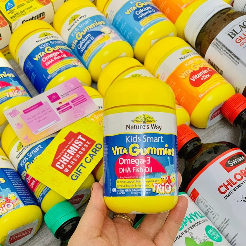 Kẹo dẻo Nature's Way Kids Smart Vita Gummies, Úc (60v) nhiều vị bổ sung vitamin, khoáng chất cho trẻ từ 2 tuổi