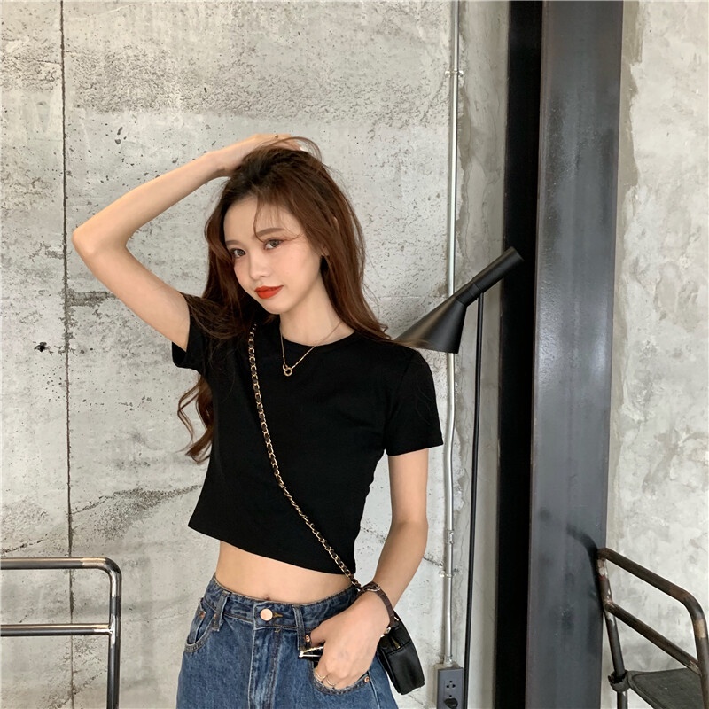 IELGY Áo Thun Tay Ngắn Mỏng Và Đơn Giản Thời Trang Mùa Hè Hàn Quốc Mới Dành Cho Bạn Nữ