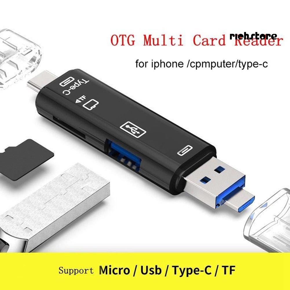 Đầu Đọc Thẻ Nhớ 5 Trong 1 Usb 3.0 Type-c Micro Otg Tf | BigBuy360 - bigbuy360.vn