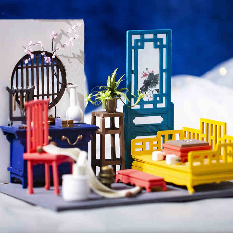 Mô hình nhà DIY Doll House Ancient House Kèm Đèn LED, Bộ dụng cụ và Keo dán