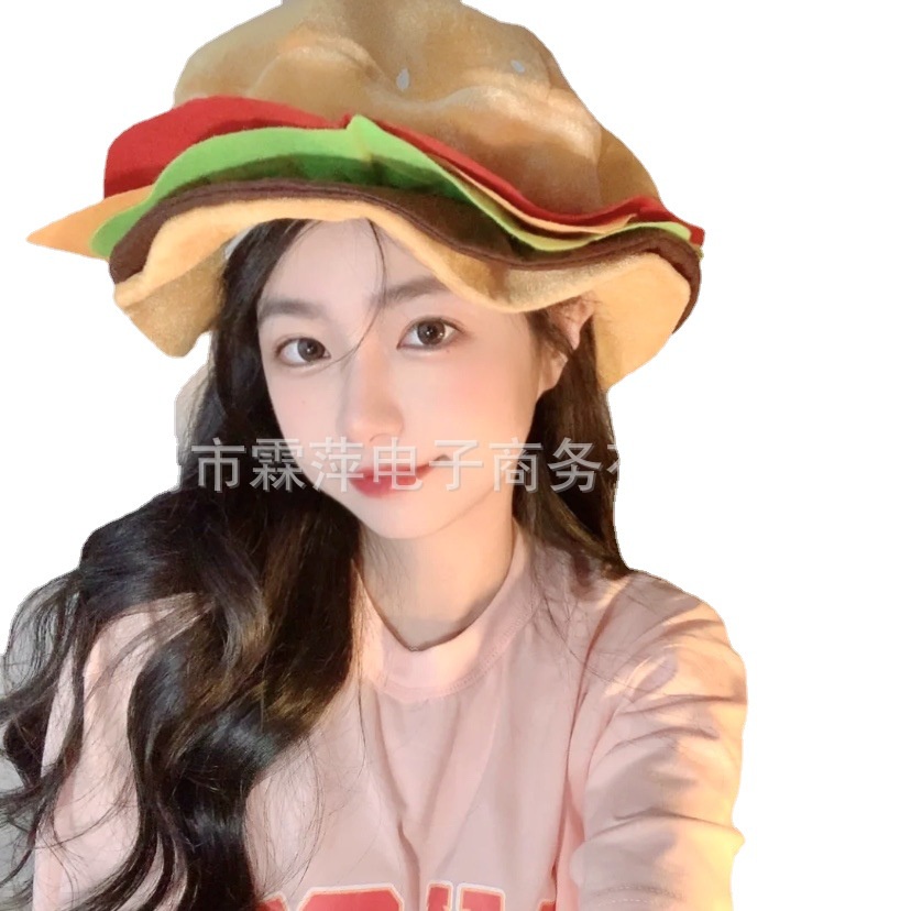 Mũ Hình Bánh Hamburger Hoạt Hình Vui Nhộn Sáng Tạo Cho Nữ