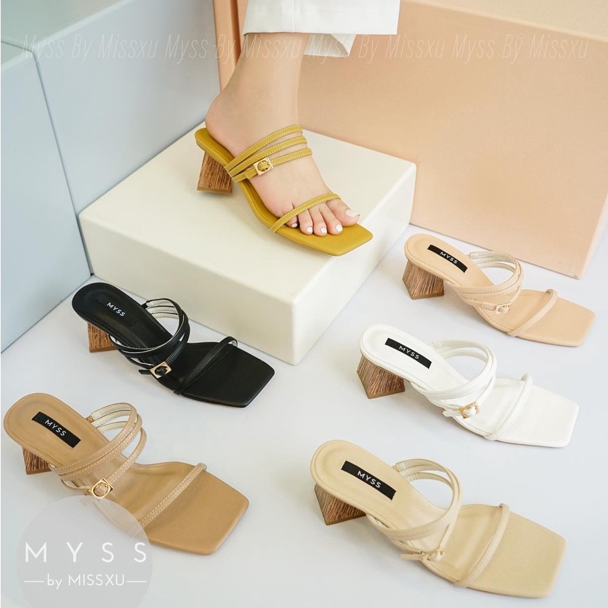Giày guốc nữ phối 3 dây giữa gót gỗ 6 cm thời trang MYSS - SU146