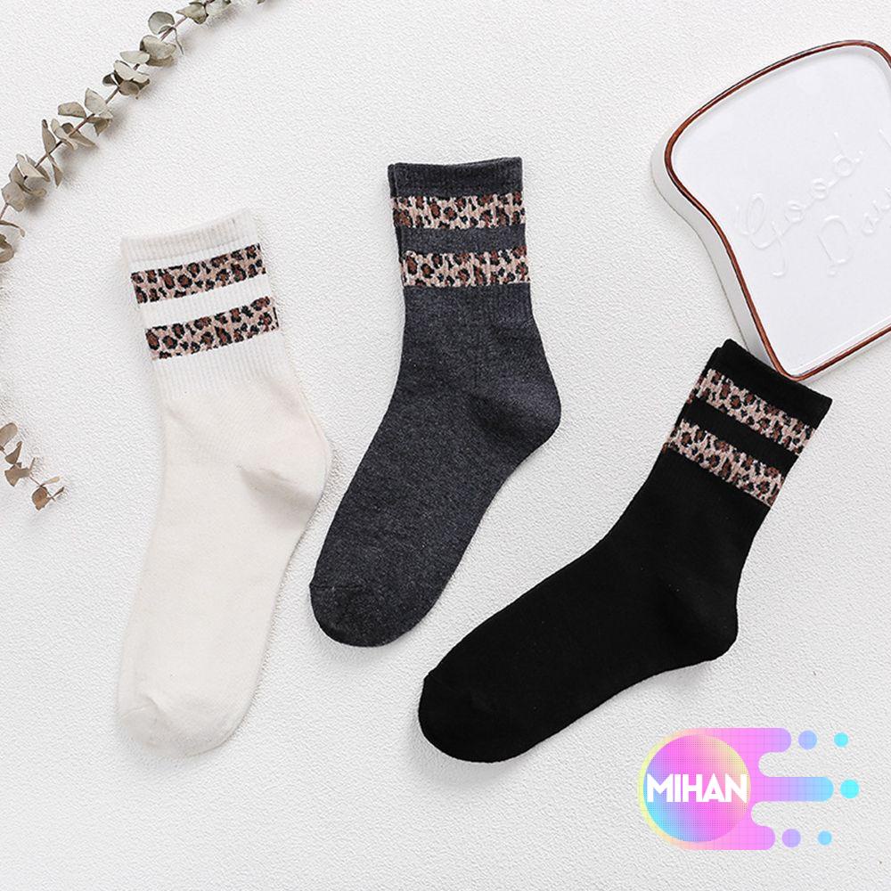 Vớ cotton cổ cao co giãn thoáng khí họa tiết da báo MIHAN1