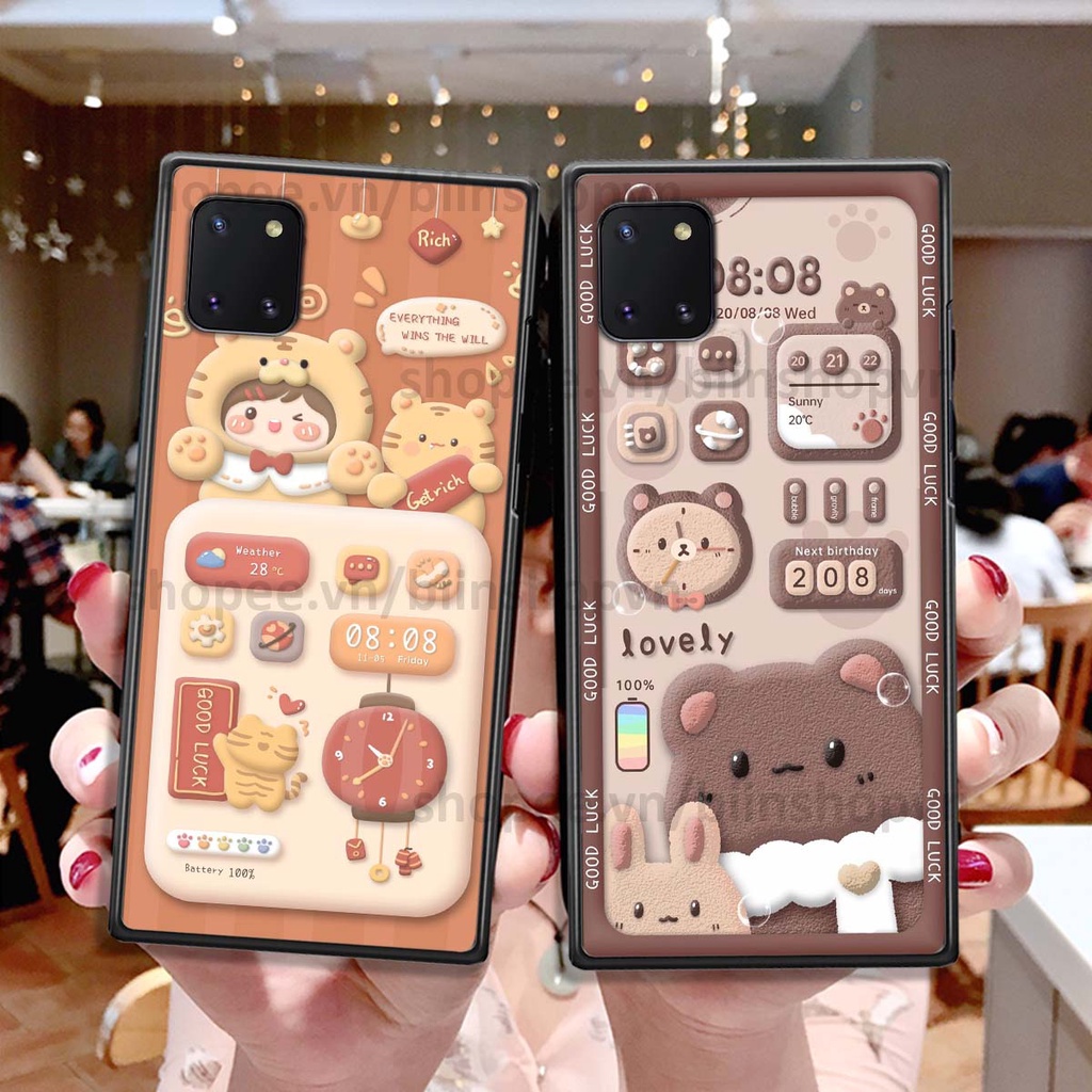 Ốp Samsung Note 10 Lite in 3D icon gấu nổi siêu xinh, siêu đáng yêu, cá tính phong cách