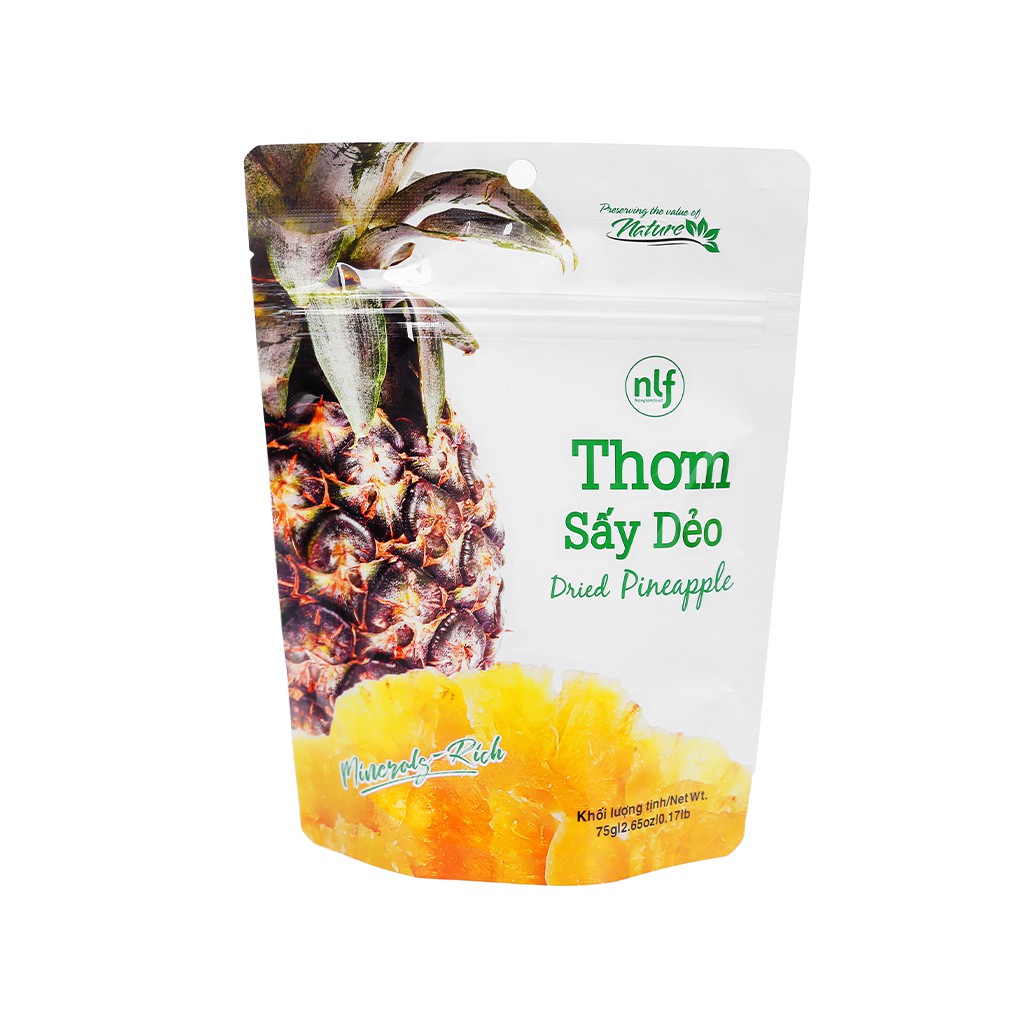 Thơm sấy dẻo Nonglamfood  túi 75g  | Healthy Snack | Ăn vặt văn phòng | Ăn vặt tốt cho sức khỏe | Ăn vặt xế chiều