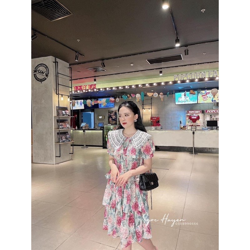 [Hàng Chuẩn] Váy Hoa Babydoll Tầng Cổ Ren 2 Màu Sang Chảnh Có Ảnh Thật Kèm Video | BigBuy360 - bigbuy360.vn