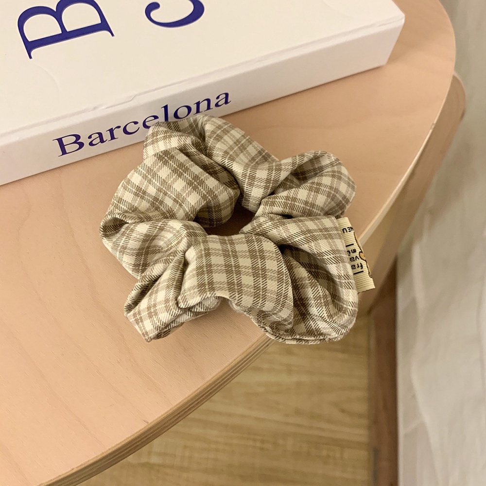 Dây buộc tóc cao su co giãn họa tiết kẻ sọc phong cách retro thanh lịch cho nữ