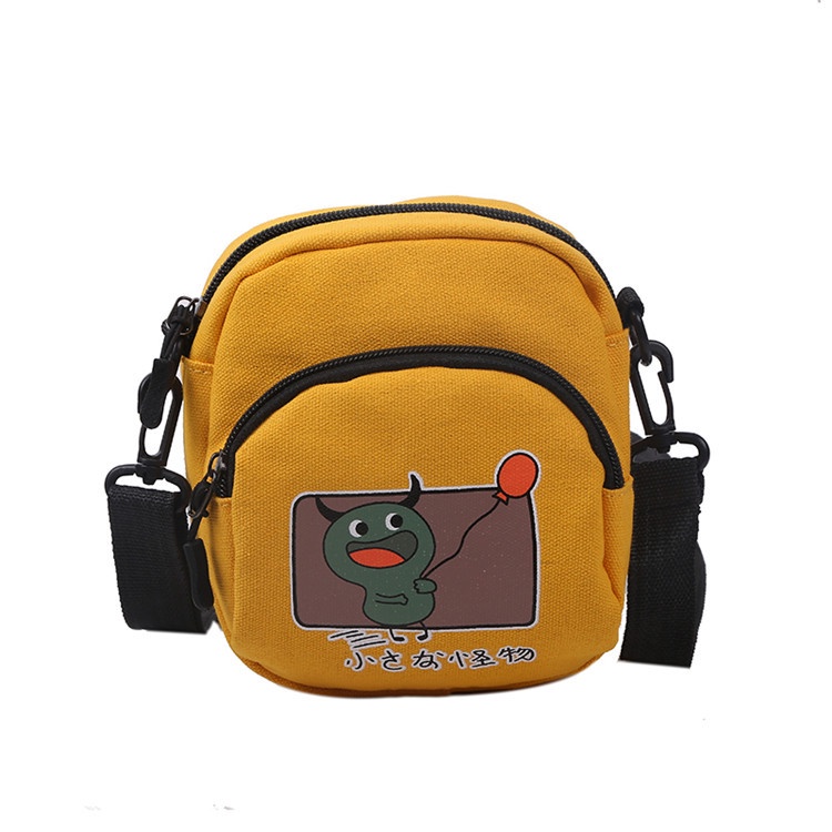 Túi canvas Đeo Chéo mini In Họa Tiết Hoạt Hình Dễ Thương Thời Trang Cho Nam Và Nữ