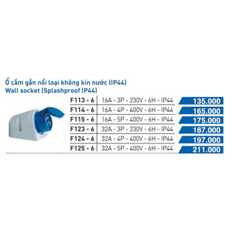 Ổ cắm nổi Panasonic 4P 16A F114-6