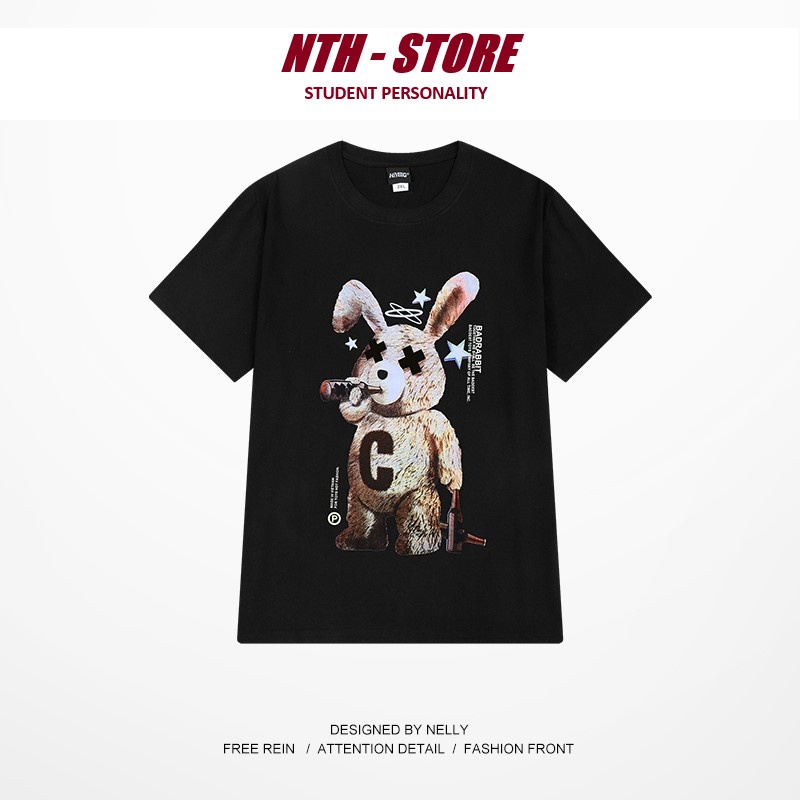 Áo Nelly - Áo phông Nelly Heybig 100% cotton - BAD BLACK RABIT 123