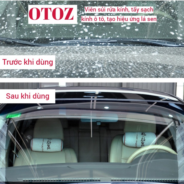 Viên sùi rửa kính OTOZ, tẩy sạch kính ô tô, Hỗ trợ tẩy sạch kính lái, 100% sinh học, thân thiện môi trường