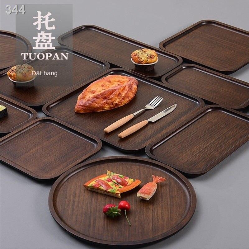 【giá rẻ】Khay khách sạn, trái cây, ăn nhẹ, đĩa nhỏ, trà, tre, gỗ óc chó màu hình chữ nhật kích thước sáng tạo đựng cốc n