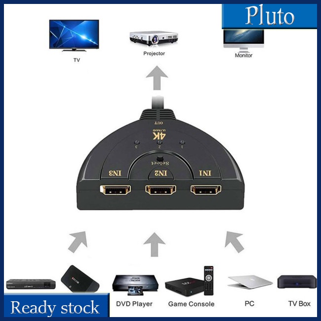 Mới Bộ Chia Cổng HDMI 3 Cổng 4K 2K 1080P 3D Cho Đầu DVD HDTV 3 Trong 1