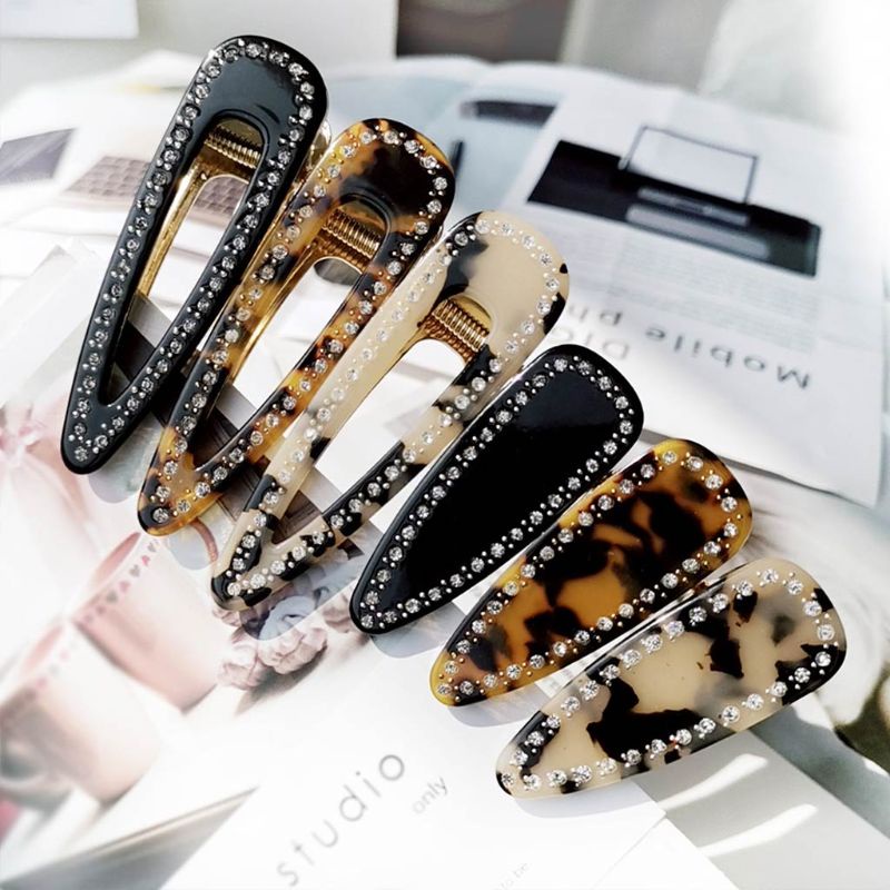 Kẹp Tóc Mỏ Vịt Hình Giọt Nước Họa Tiết Da Báo Kiểu Vintage Hàn Quốc