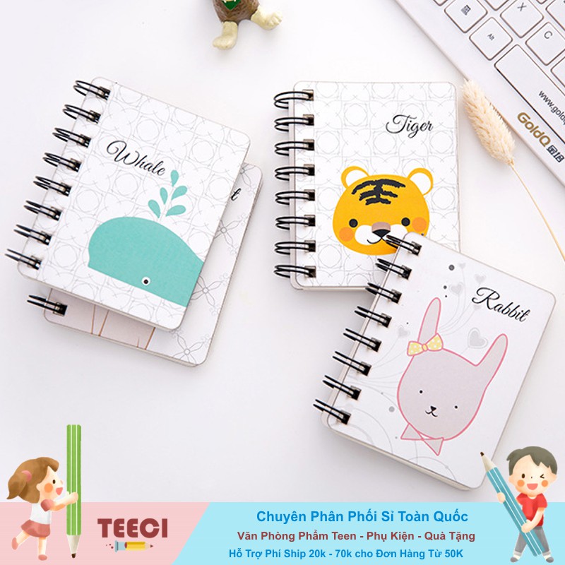 [Mã LIFEBOOK2 giảm 10% đơn 0Đ] &lt;Ảnh Thật Shop Chụp&gt; Sổ Tay Vở Ghi Chú Gáy Lò Xo In Hình Động Vật Design T142