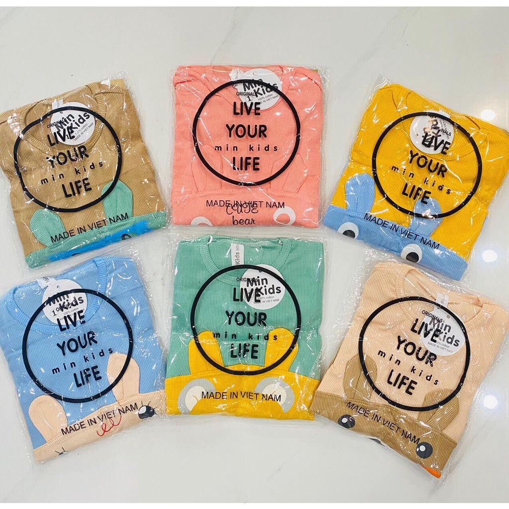 Bộ cotton tăm cho bé CHIVU'sKID bộ dài tay cho bé trai bé gái chất len tăm họa tiết ngộ nghĩnh đáng yêu