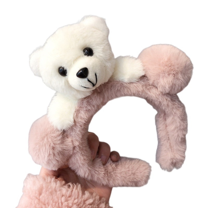 Flgo Băng Đô Tai Gấu Bông Hoạt Hình Dễ Thương Dùng Rửa Mặt Trang Điểm