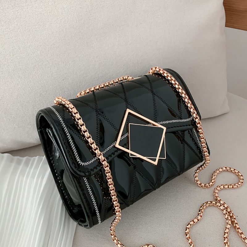 Túi đeo chéo IELGY bằng da bóng hình vuông nhỏ dễ phối đồ tùy chọn màu sắc