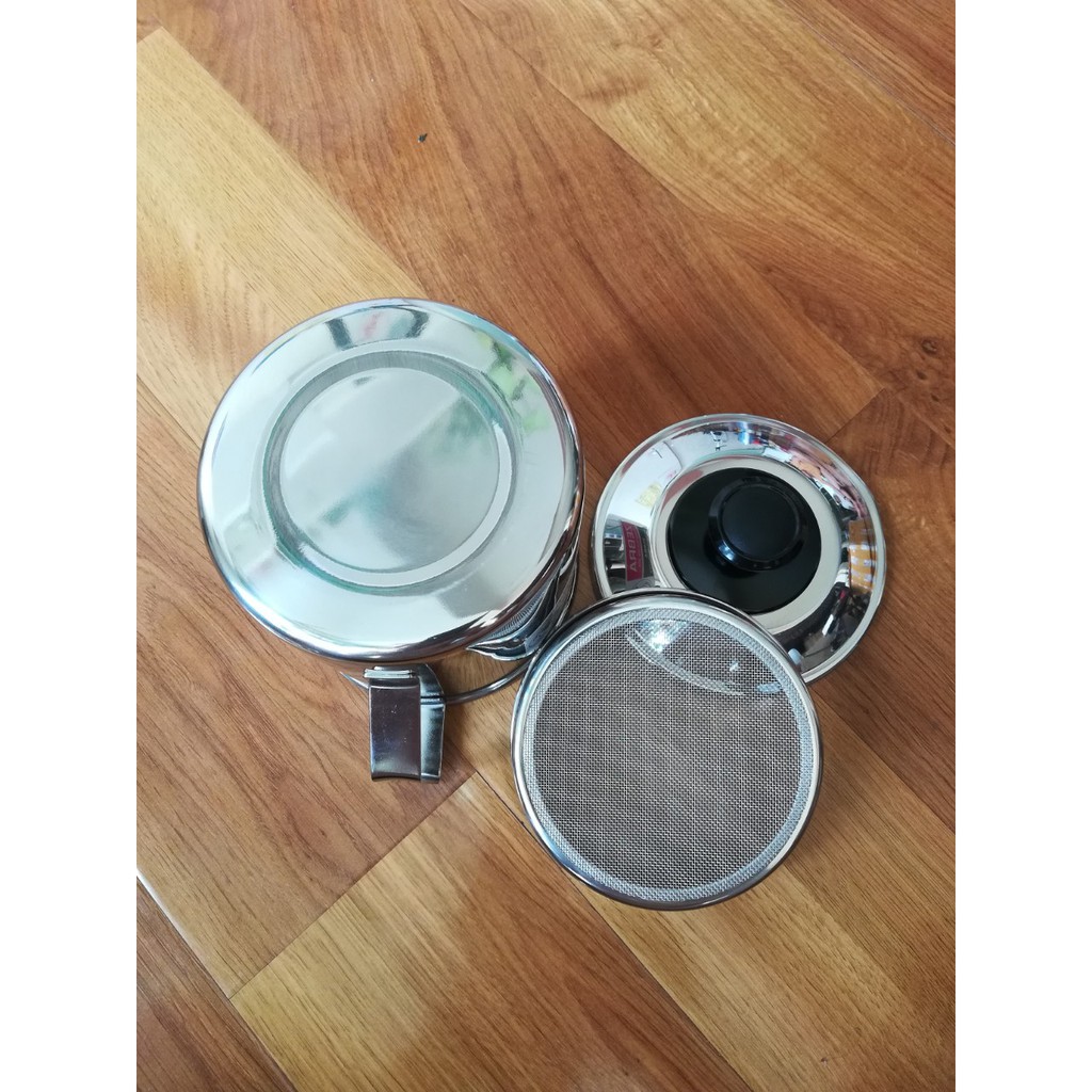 Ca Lọc Dầu Inox Zebra Thái Lan Có Vĩ Lọc Đa Năng Có Nắp Đậy 12cm 1000ml 151101