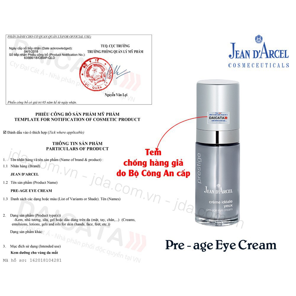 [DEAL SỐC] CHÍNH HÃNG  Kem dưỡng Jean d'Arcel vùng mắt giúp làm sáng da và ngăn ngừa lão hóa sớm 30ml