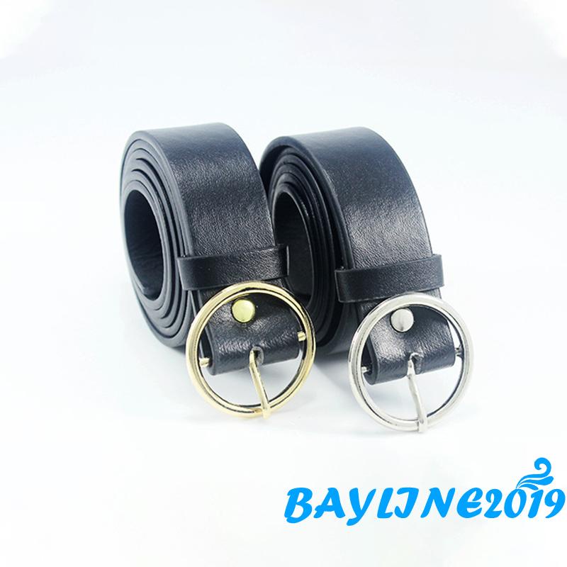 Thắt lưng da khóa tròn màu trơn thời trang cho nữ