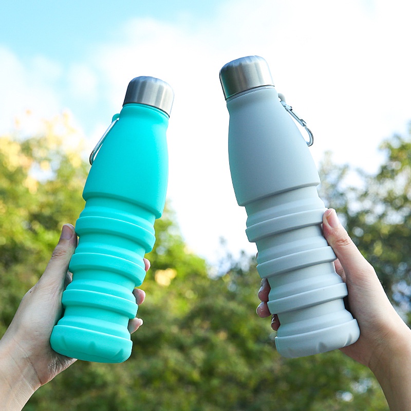Bình Nước 550ml Gấp Gọn Thành Cốc Nước 250ml Cao Cấp Silicon