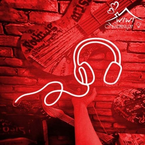 Đèn led neon hình tai nghe | 28x25 cm | Đèn led neon theo yêu cầu trang trí decor quà tặng cực chất
