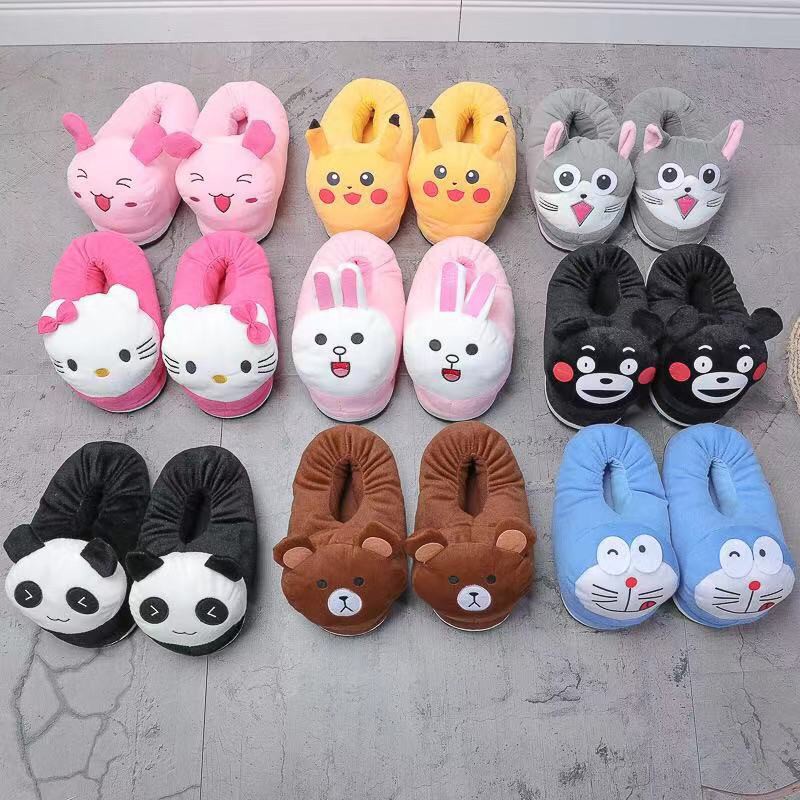 ◇Dép bông đi trong nhà thiết kế hình Pikachu/Gấu trúc/Doremon đáng yêu