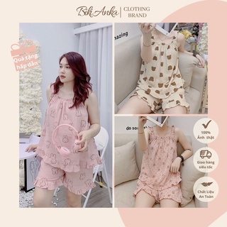 Bộ 2 dây xô muslin bộ ngủ mặc nhà nữ mùa hè mát an toàn